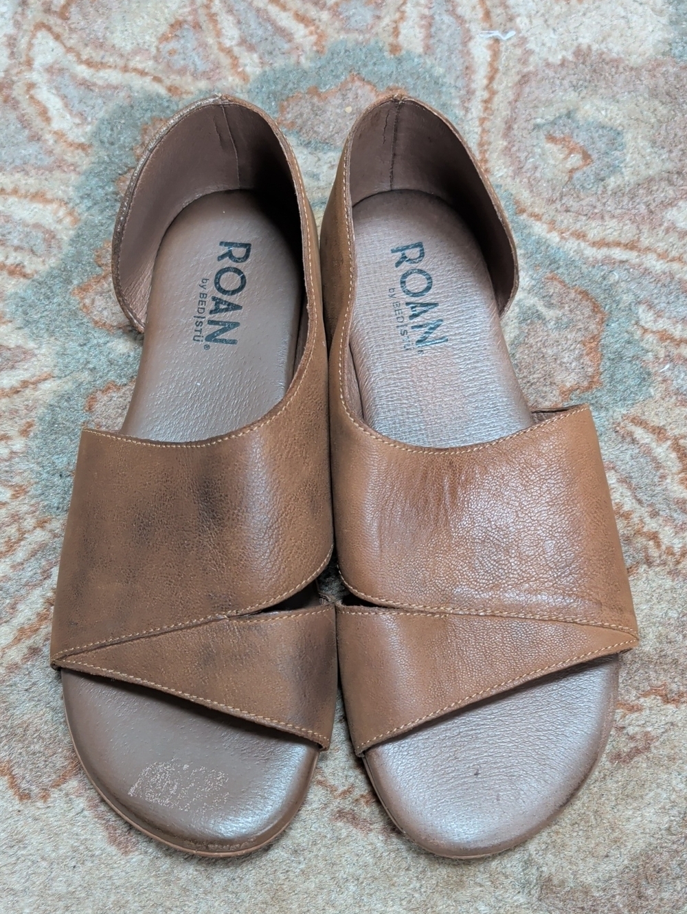 BED|STU Irie Roan Brown Leather Open-Toe Slide Sandals